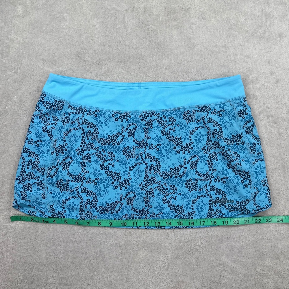 Patagonia Skort Women Large Blue Floral Activewear Running Hiking Outdoor Summer - Picture 9 of 10